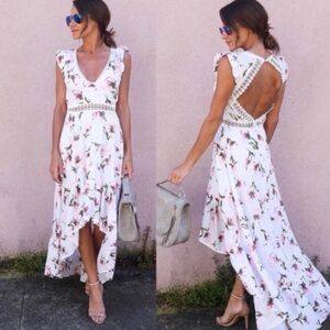 Hello Molly White Floral High Low Dress